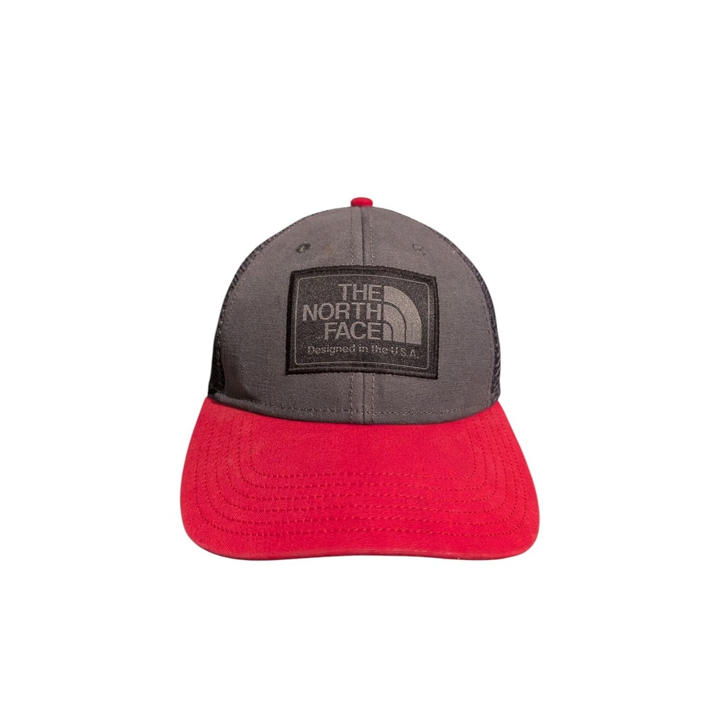 The North Face Snapback Mesh Back Trucker Hat Red Black One Size Outdoor